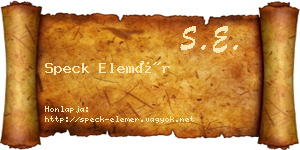Speck Elemér névjegykártya