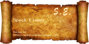Speck Elemér névjegykártya